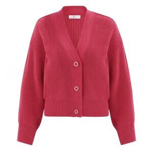 Peraluna Sweater Cardigan Azalea Pink Crop Chunky Knit Cotton L